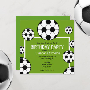 Birthday Party - Soccer Field & Soccer Balls Invitation