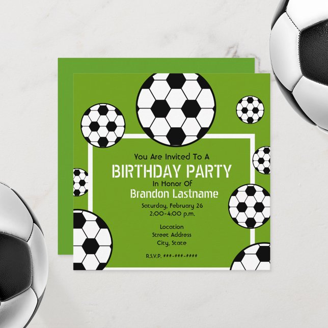 Birthday Party - Soccer Field & Soccer Balls Invitation (Creator Uploaded)