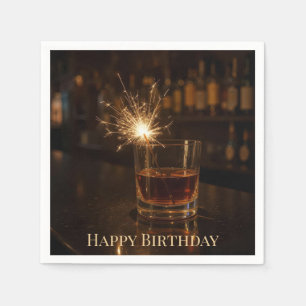 Birthday Party Sparkler In a Glass Of Whiskey Napkin