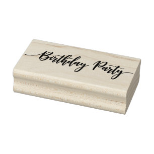 Birthday Party spelled in Black Lines Silhouette Rubber Stamp