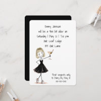 Birthday Party Stick Figure Girl with Martini
