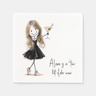 Birthday Party Stick Figure Girl with Martini Napkin