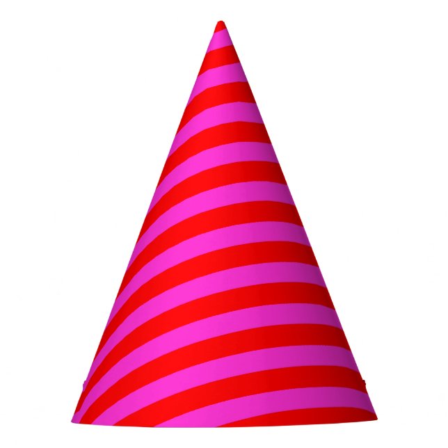 Birthday party stripes pink red pattern hat (Front)
