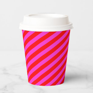 Birthday party stripes pink red pattern paper cups