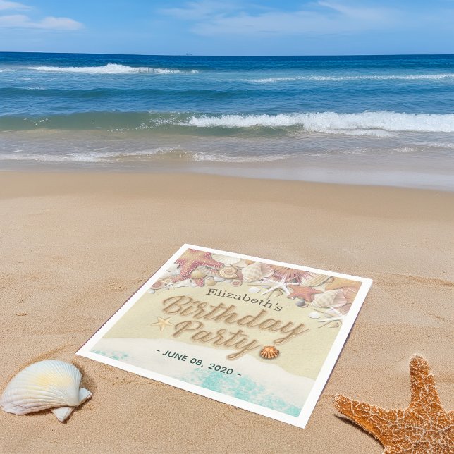 Birthday Party Summer Beach Starfish Sea shells Napkin (Creator Uploaded)