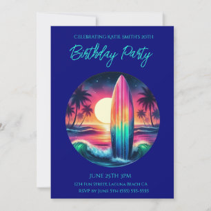 Birthday Party-Surfboard Escape- Invitation