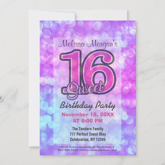 Birthday Party | Sweet 16 Invitation (Front)