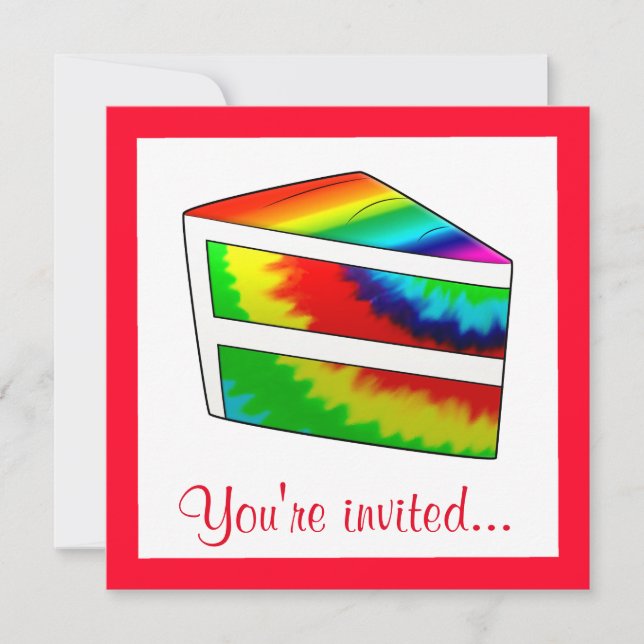 Birthday Party Tie Dye Cake Invitation (Front)