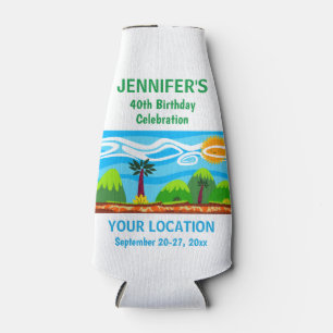 Birthday Party Trip Tropical Beach Favour Bottle Cooler