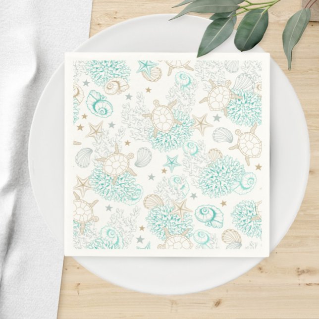 Birthday party turtles, underwater tableware napkin (Creator Uploaded)