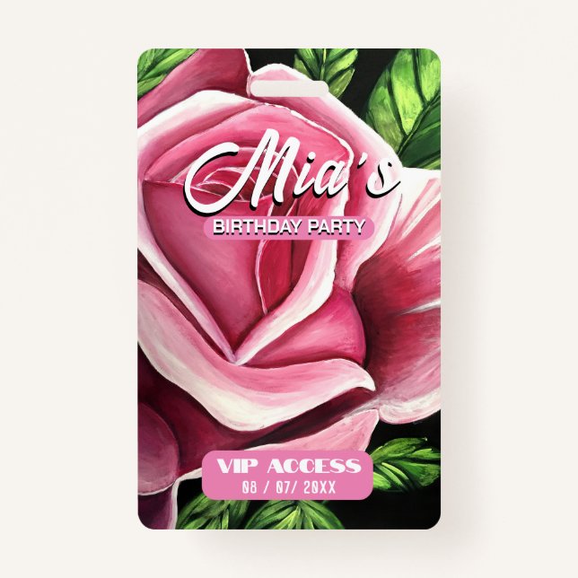 Birthday Party VIP Access Badge ID Badge (Back)