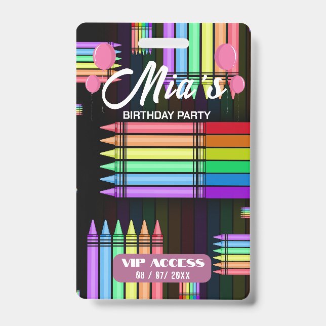 Birthday Party VIP Access Badge ID Badge (Front)