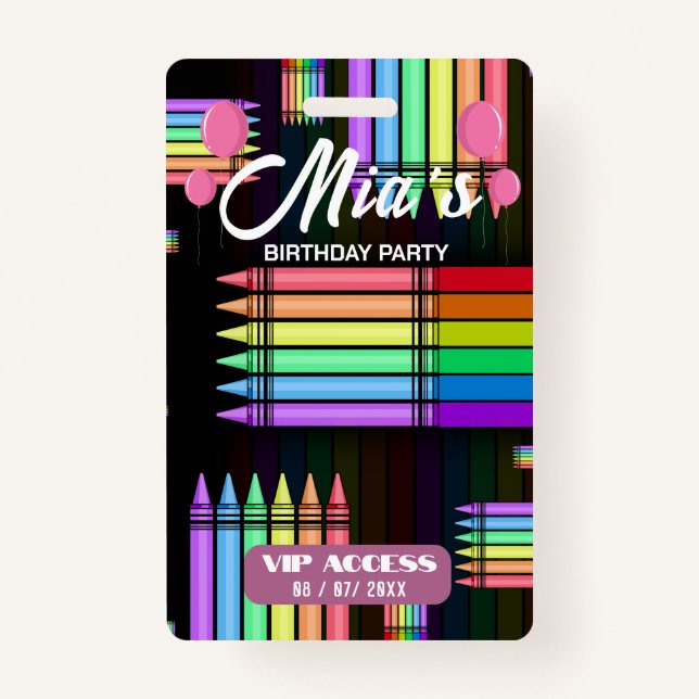 Birthday Party VIP Access Badge ID Badge (Front)