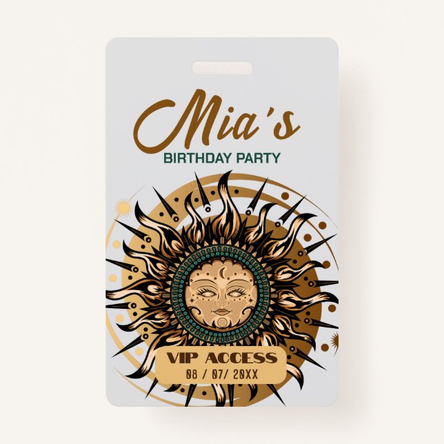Birthday Party VIP Access Badge ID Badge (Front)