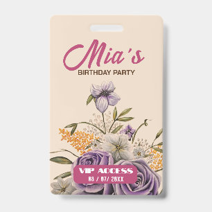 Birthday Party VIP Access Badge ID Badge