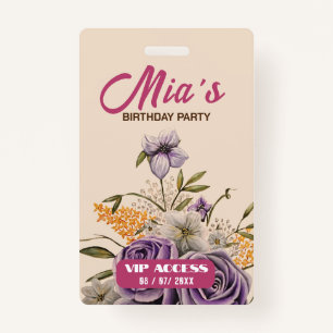 Birthday Party VIP Access Badge ID Badge