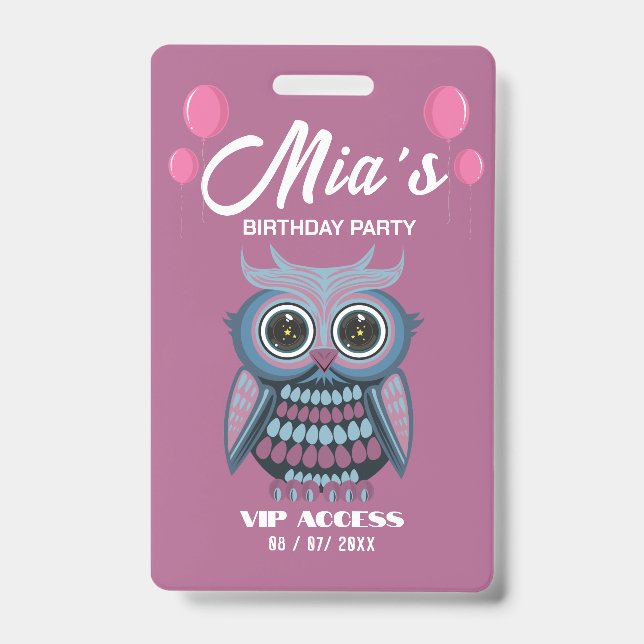 Birthday Party VIP Access Badge ID Badge (Front)