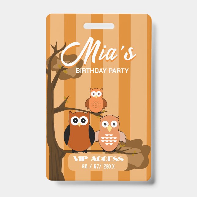 Birthday Party VIP Access Badge ID Badge (Front)
