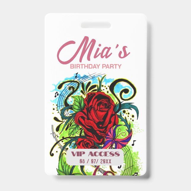 Birthday Party VIP Access Badge ID Badge (Front)