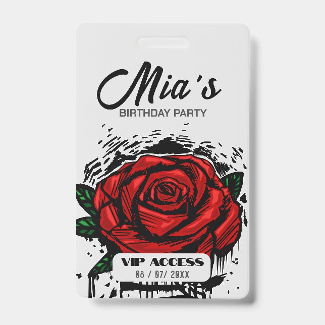 Birthday Party VIP Access Badge ID Badge (Front)