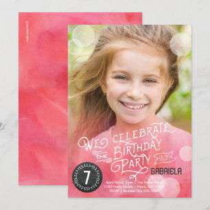 Birthday Party Watercolor   Invitations Girl  