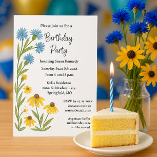 Birthday Party Watercolor Wildflowers  Invitation
