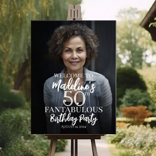 Birthday party welcome sign with photo