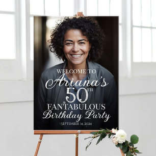 Birthday party welcome sign with photo