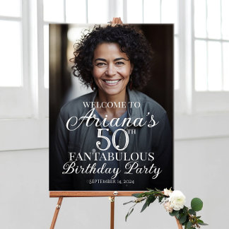 Birthday party welcome sign with photo