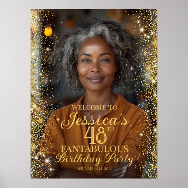 Birthday party welcome sign with photo (Front)