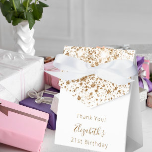 Birthday Party white gold glitter thank you Favour Box