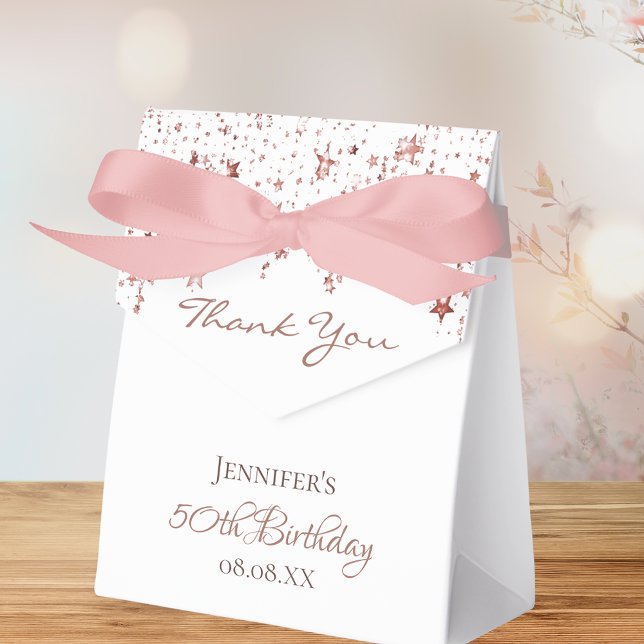 Birthday Party white rose gold stars thank you Favour Box (Creator Uploaded)