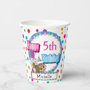 Birthday Party with Cute Cartoon Squirrel  Paper Cups