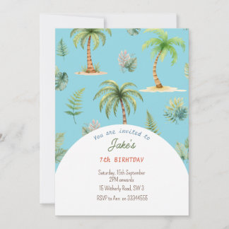 Birthday party with cute dinosaurs invitation