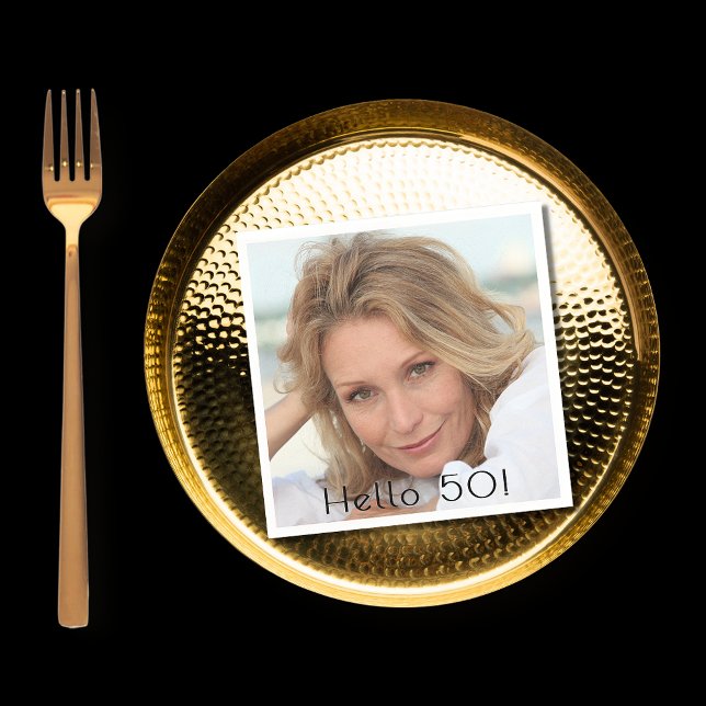 Birthday party woman photo hello 50 napkin (Creator Uploaded)