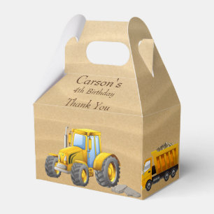Birthday Party, Yellow Construction Trucks Favour Box