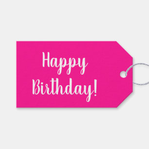 Birthday Pastel Hot Pink Typography Gift Tags