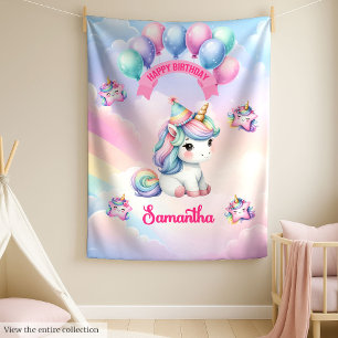 Birthday Pastel Unicorn Blanket for Girl