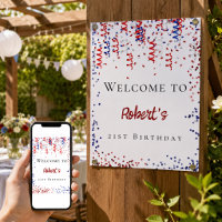 Birthday patriotic red white blue streamer welcome