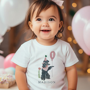 Birthday Paw-ty cute puppy dog Custom Age Baby T-Shirt