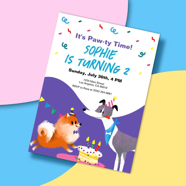 Birthday Paw-ty Kids Birthday Invitation (Creator Uploaded)