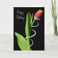 Birthday Pearls Wrapped Around a Tulip