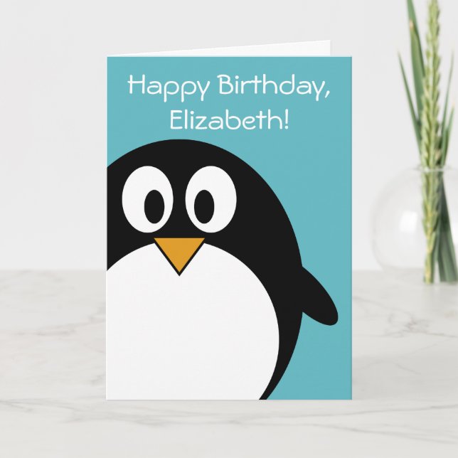 Birthday Penguin Customisable Card (Front)