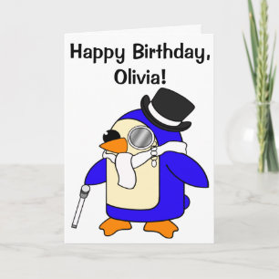 Birthday Penguin Customisable Card
