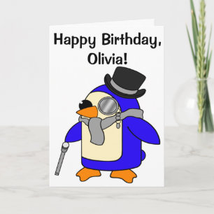 Birthday Penguin Customisable Card