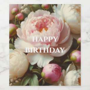 birthday peonies wine labels