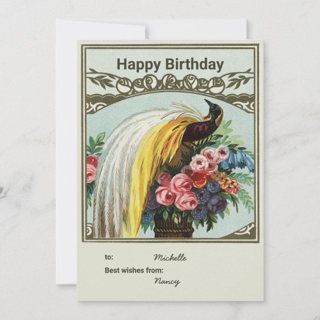 Birthday personalise peacock card (Front)