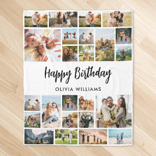 Birthday Personalised 24 Photo Collage Fleece Blanket
