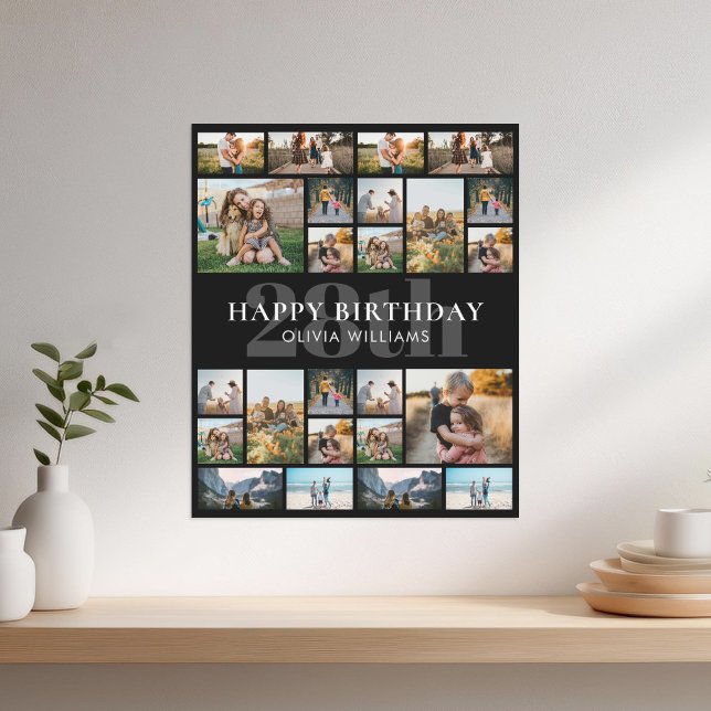 Birthday Personalised 24 Photo Collage Poster (Creator Uploaded)