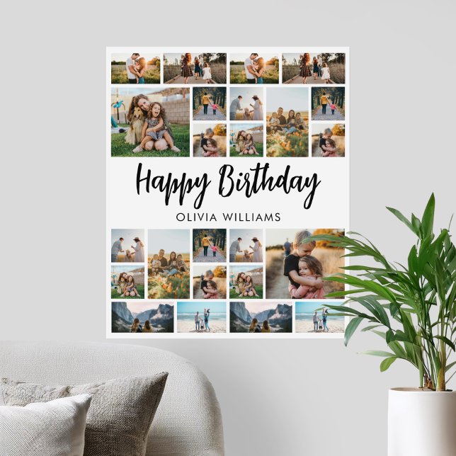 Birthday Personalised 24 Photo Collage Poster (Creator Uploaded)